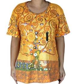 RaanPahMuang Damen Kunstwerk Shirt Salvador Dali Monet Gustav Klimt Vincent Van Gogh, T-Shirt - Gustav Klimt - Der Baum des Lebens, Groß von RaanPahMuang