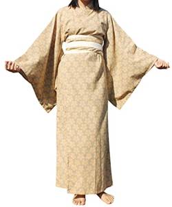 RaanPahMuang Lange Kimono-Roben für Frauen, japanische bequeme Blumen-Nachtwäsche Roben, Aum Cotton - Kleine Blume - Grau Grün, Large-X-Large von RaanPahMuang