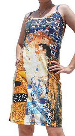 RaanPahMuang Vangogh Klimt Dali Monet Mucha Artwork Damenkleid, Spaghettiträger - Gustav Klimt - Mutter und Kind, Mittel von RaanPahMuang