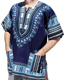 raanpahmuang Unisex Bright farbigen African Dashiki Baumwolle Plus Shirt Gr. 7X-Large, midnight blue von RaanPahMuang