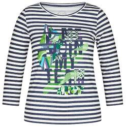 Rabe Damen Shirt gestreift mit Print Pazifik blau/Weiss - 42 von Rabe