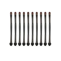 10 Stücke Professionelle Doppelkopf Lidschatten Pinsel Duale Seiten Lidschatten Schwamm Pinsel Lidschatten Applikatoren Kosmetische Werkzeuge Fow Frauen Mädchen Schwarz von Rachlicy