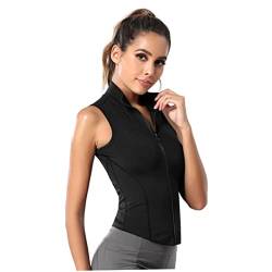 Rachlicy Sporttop Damen Activewear Westen Frauen Sportweste Voller Reißverschluss Slim Fit Damen Shirts Yoga Tops Ladies Tanktops Active Cloeveless BBL Jacke Fitnessstudio Top (S) von Rachlicy