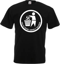 Halte Deine Umwelt SAUBER T-Shirt, Schwarz von Racker-n-Roll