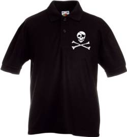 Pirat Totenkopf Kinder Polo-Shirt Black von Racker-n-Roll