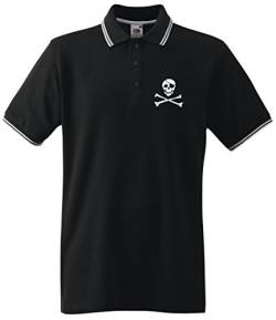 Racker-n-Roll Pirat Classic Black Tipped Poloshirt Brustdruck von Racker-n-Roll