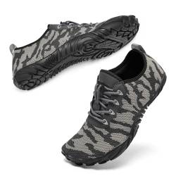 Racqua Barfußschuhe Damen Wasserschuhe Strandschuhe Herren Schwimmschuhe Damen Strandschuhe Frauen Welten Koden barfuss schnelltrocken Wasserschuhe Unisex Grau 43 von Racqua