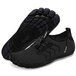 Racqua Barfußschuhe Wasserschuhe Badeschuhe Schwimmschuhe Strandschuhe Meeresschuhe Neoprenschuhe Aquaschuhe Surfschuhe Schnelltrocknend rutschfeste Atmungsaktiv Für Damen Herren Schwarz 37 von Racqua