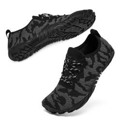 Racqua Barfußschuhe Wasserschuhe Damen Schwimmschuhe Strandschuhe Herren Welten Koden Wasserschuhe Strandschuhe Frauen Barfuss Schnelltrocken Unisex Schwarz 36 von Racqua