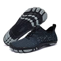 Racqua Wasserschuhe Neoprenschuhe Atmungsaktiv Barfußschuhe Meeresschuhe Schwimmschuhe Strandschuhe Aquaschuhe Surfschuhe Schnelltrocknend rutschfeste Badeschuhe Für Damen Herren grau und schwarz 42 von Racqua