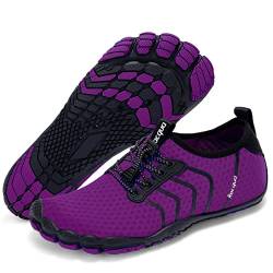 Racqua Wasserschuhe Strand Surf Schwimmschuhe für Damen Schnelltrocknend Aquaschuhe Barfuß Wandern Walking Sportschuhe Violett 36 von Racqua