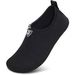 Racqua Wasserschuhe für Männer und Frauen, Barfuß, Strand, Schwimmschuhe, schnell trocknende Aqua-Yoga-Socken für Pool, Reisen, Kajakfahren, Fluss Schwarz 40-41 von Racqua