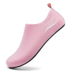 Racqua Wasserschuhe seeigelfest Damen/Herren Schwimmschuhe Aquaschuhe Strandschuhe für steinstrand Rosa 38-39 von Racqua