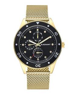 Radiant - Canarias Kollektion - Analog- und Automatikuhr. Armbanduhr für Frauen. Armbanduhr mit Goldener Zifferblatt und goldenem Milanaise-Armband. Größe 45mm. 5ATM. von Radiant