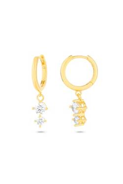 Radiant - Fantasy-Kollektion – Creole Gold Cz Weiß für Damen, aus 24 Karat vergoldetem Silber, elegantes und anspruchsvolles Design., Estándar, Silber, Oxyde de Zirconium von Radiant