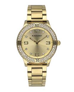 Radiant - Frozen Collection - Analog Quarzuhr. Armbanduhr für Frauen. Armbanduhr mit goldenem Zifferblatt und Edelstahlarmband. Größe 36mm. 3ATM. von Radiant