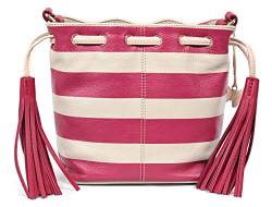 Radley Umhängetasche aus Leder mit Kordelzug, Berry Nice Stripe in Taubengrau und Fuchsia Pink von Radley