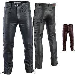 Radmasters Herren Lederhose lederjeans bikerjeans jeans hose aus echtleder seitlich geschnürt, 52/L, Schwarz von Radmasters