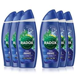 Radox Feel Awake for Men 2-in-1 Dusch- und Shampoo, 500 ml, 6 Stück von Radox