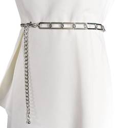Women's Circle Chain Belt Dress Belt Waist Body Jewellery Holiday Belts Waist Jewellery For Women and Girls Decorative Slimming Belts (Color : Silver) von RaegAn