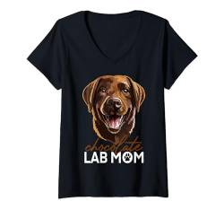 Damen Chocolate Lab Mom Brown Labrador Retriever Mutter Hund Mama T-Shirt mit V-Ausschnitt von Raf THE ARTIST Designs