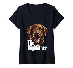 Damen Die Hundemutter Brown Chocolate Lab Mom Labrador Retriever T-Shirt mit V-Ausschnitt von Raf THE ARTIST Designs