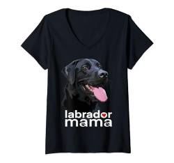 Damen Labrador Mama Schwarzer Labrador Retriever Mutter Hund Labor Mama T-Shirt mit V-Ausschnitt von Raf THE ARTIST Designs