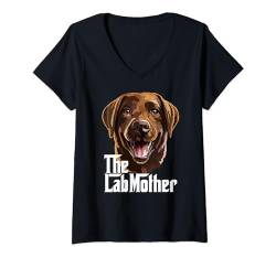 Damen The Lab Mother Chocolate Mom Labrador Retriever Hund, Braun T-Shirt mit V-Ausschnitt von Raf THE ARTIST Designs