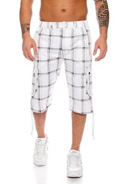 Raff&Taff Herren Bermuda Karo Shorts Caprihose Capri Badeshorts RT 665 (5XL, Weiß) von Raff&Taff