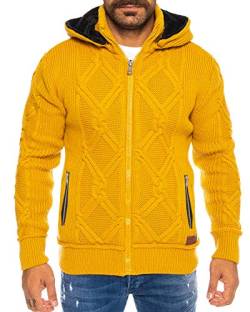 Raff & Taff Herren Jacke Strickjacke Strickpullover bis 3XL | Warm, Weich, Wolle | Wohlfühlen mit Style (Senf(76), 3XL) von Raff&Taff