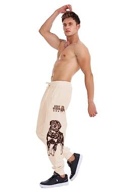 Raff&Taff Herren Jogginghose Bodyguard Bulldog Coole Lässige Sporthose Freizeithose(RT033-Beige-6XL) von Raff&Taff