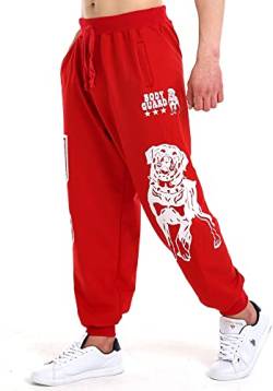 Raff&Taff Herren Jogginghose Bodyguard Bulldog Coole Lässige Sporthose Freizeithose (Rot, 6XL) von Raff&Taff