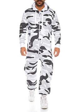 Raff & Taff Herren Jumpsuit Overall Trainingsanzug Fitnessbekleidung onesie Ganzkörperanzug Basic und Schlicht (RT-J-902 Snowleopard, M) von Raff&Taff