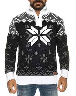 Raff&Taff Herren Strickpullover Sweater Hoodie Wollpullover | M - 5XL | Norweger Island Pullover Weihnachten Winter (Schwarz, 3XL) von Raff&Taff