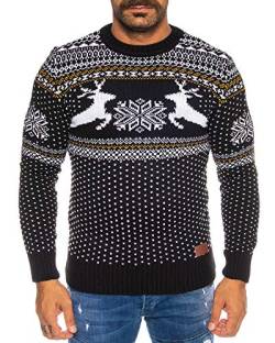 Raff&Taff Herren Strickpullover Sweater Hoodie Wollpullover | M - 5XL | Norweger Island Pullover Weihnachten Winter (Schwarz (306), 5XL~58) von Raff&Taff