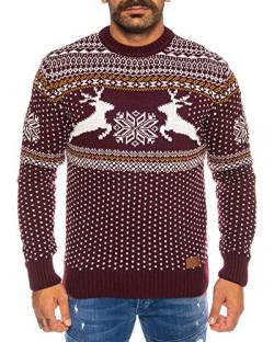 Raff&Taff Herren Strickpullover Sweater Hoodie Wollpullover | M - 5XL | Norweger Island Pullover Weihnachten Winter (Weinrot (306), 5XL~58) von Raff&Taff