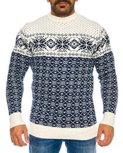 Raff&Taff Herren Strickpullover Sweater Hoodie Wollpullover | M - 5XL | Norweger Island Pullover Weihnachten Winter (Weiß(X5204), 4XL) von Raff&Taff