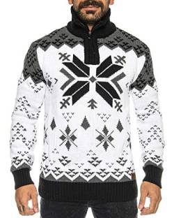Raff&Taff Herren Strickpullover Sweater Hoodie Wollpullover | M - 5XL | Norweger Island Pullover Weihnachten Winter (Weiß, 6XL) von Raff&Taff