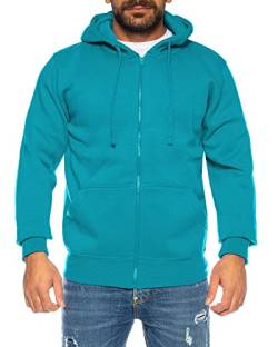 Raff & Taff Herren Zipper Hoodies Kapuzenjacke Sweatjacke Übergangsjacke Jacke Basic Schlicht bis 10XL (RT-H-404-Petrol-XXL) von Raff&Taff