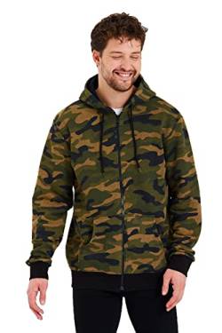 Raff & Taff Herren Zipper Hoodies Kapuzenjacke Sweatjacke Übergangsjacke Jacke Basic Schlicht bis 10XL (RT404 Woodland L) von Raff&Taff