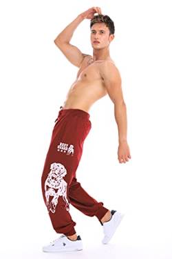 Raff & Taff Jogginghose Sweatpants Sporthose Bulldog Bodyguard aus hochwertiger Baumwollmischung (Bordeaux, 5XL) von Raff&Taff