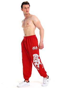 Raff & Taff Jogginghose Sweatpants Sporthose Bulldog Bodyguard aus hochwertiger Baumwollmischung (Rot, 6XL) von Raff&Taff