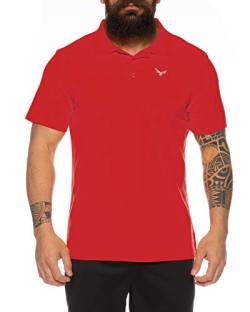 Raff & Taff Polo Shirt Fitness Shirt hochwertiges Atmungaktives Funktionsshirt T-Shirt Freizeit Shirt(RT2000-Rot-5XL) von Raff&Taff