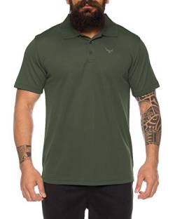 Raff & Taff Polo Shirt Fitness Shirt hochwertiges Atmungaktives Funktionsshirt T-Shirt Freizeit Shirt (Oliv, 3XL) von Raff&Taff