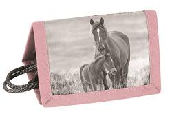 Ragusa-Trade Mädchen Kinder Geldbeutel Portemonnaie Geldbörse Brustbeutel mit Kordel mit tollem Pferde Motiv (20KO), Rose/grau, 12 x 8,5 x 1 cm, von Ragusa-Trade