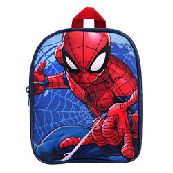 Spiderman Rucksack Kinder Jungen Kindergartenrucksack - Original Marvel Fanartikel Motiv (01) - Backpack Kinderrucksack Kindergarten - großes Hauptfach - 25 x 20 x 8 cm, blau/rot von Ragusa-Trade