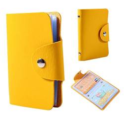 Leder Geldbörsen, weiche und glänzende Farbe Kartenhalter mit Metallschnalle Geschenk Kartenaufbewahrung für Frauen (Gelb) von Raguso