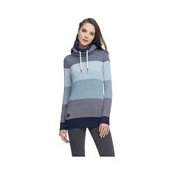 Ragwear Babett Stripes Damen Frauen Rollkragenpullover,Strickpullover,hochgeschlossen,enganliegend,figurbetont,weich,Blau,M von Ragwear