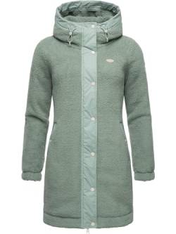 Ragwear Damen Fleecejacke Kurze Teddyfleece-Jacke warm mit Kapuze Cousy Dusty Green Gr. M von Ragwear