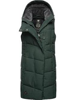 Ragwear Damen Lange Winter Steppweste mit Kapuze Pavla Vest Dark Green23 Gr. XXL von Ragwear